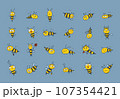 Collection of funny Bee characters isolated on white. Icons set for your design. 107354421