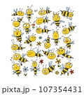 Funny Bees family. Beehive for your design 107354431