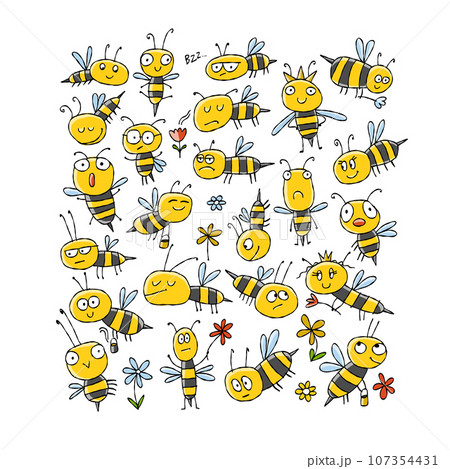 Funny Bees family. Beehive for your design Funny Bees family. Beehive for your design 107354431