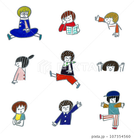 いろいろなポーズの子供たち 107354560