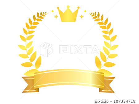 金色の月桂樹と王冠のシンプルなランキングフレーム 107354719
