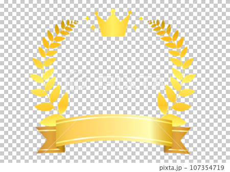 金色の月桂樹と王冠のシンプルなランキングフレーム 107354719