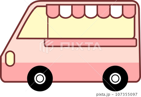 ピンク色のキッチンカー 107355097