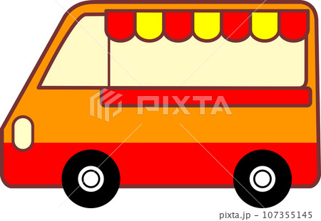 オレンジ色のキッチンカー 107355145