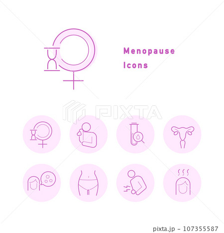 更年期障害のカラーアイコンセット 107355587