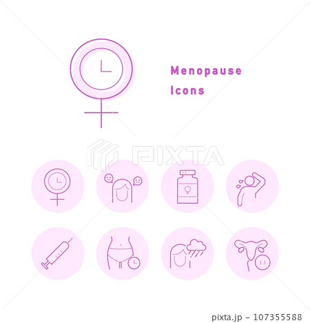 更年期障害のカラーアイコンセット 107355588