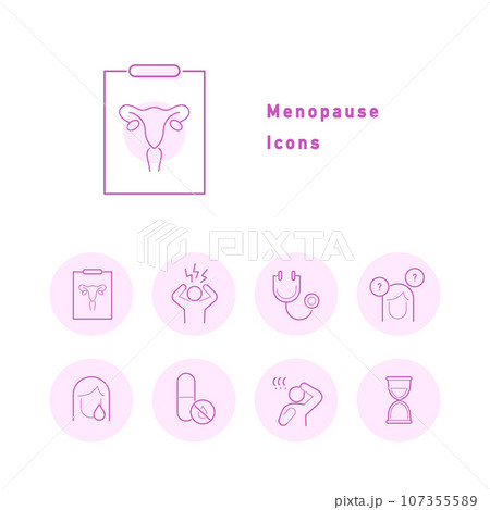 更年期障害のカラーアイコンセット 107355589