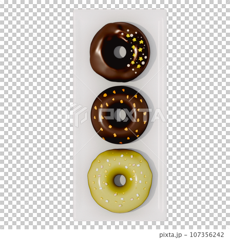 Donut illustration on transparent background . 3D rendering Donut illustration on transparent background . 3D rendering 107356242