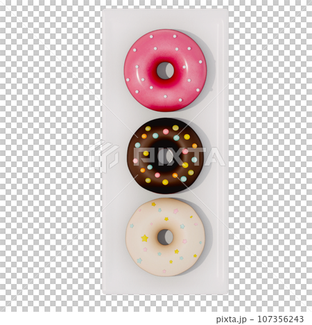 Donut illustration on transparent background . 3D rendering Donut illustration on transparent background . 3D rendering 107356243