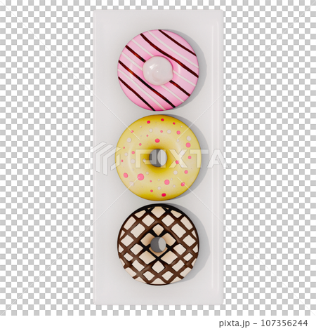 Donut illustration on transparent background . 3D rendering Donut illustration on transparent background . 3D rendering 107356244
