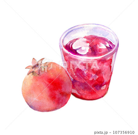 フレッシュなざくろジュース　水彩イラスト 107356910