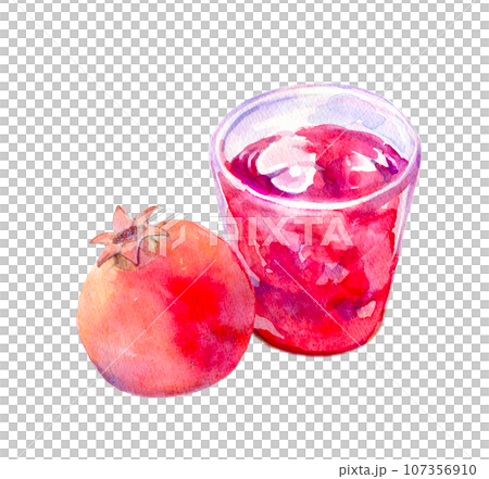 フレッシュなざくろジュース　水彩イラスト 107356910