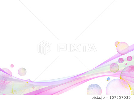 ピンク系のバブルと流線　背景素材 107357039