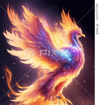 Firebird Phoenix illustration art (AI generated - Stock 