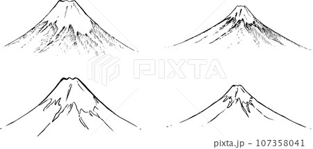 ペンで描いた富士山のイラストのイラスト素材 [107358041] - PIXTA