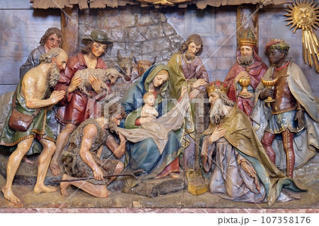 Nativity Scene, altarpiece in the church of Saint Matthew in Stitar, Croatia Nativity Scene, altarpiece in the church of Saint Matthew in Stitar, Croatia 107358176
