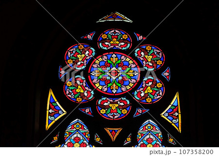 Stained glass windows in the Saint Eugene - Saint Cecilia Church, Paris, France 107358200