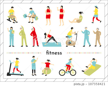 フィットネスに励む人達 フィットネスに励む人達 107358421