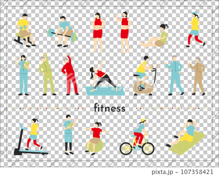 フィットネスに励む人達 フィットネスに励む人達 107358421