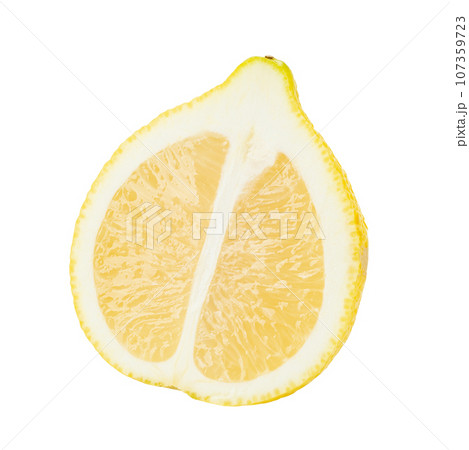 Half natural Lemon fruit isolated on white background. File contains clipping path. 107359723