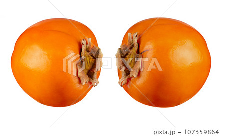 Ripe orange persimmon fruit isolated on white background. File contains clipping path. Ripe orange persimmon fruit isolated on white background. File contains clipping path. 107359864