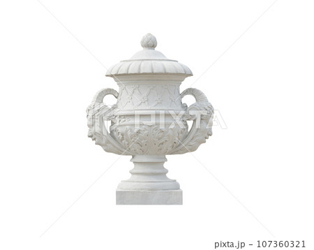 medieval plaster vase isolated on white background 107360321