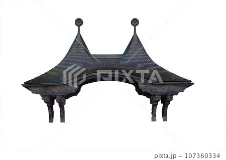 medieval wooden roof isolated on white background medieval wooden roof isolated on white background 107360334