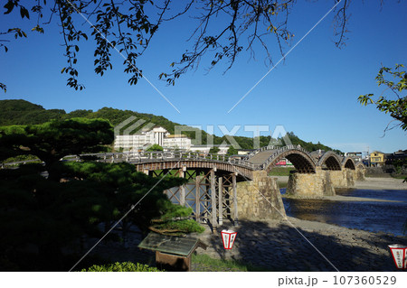 山側から見た錦帯橋 山側から見た錦帯橋 107360529