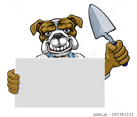 Bricklayer Bulldog Dog Trowel Tool Handyman Mascot 107361331