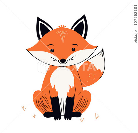Cute fox vector illustration isolated on white background, small fox 107362181
