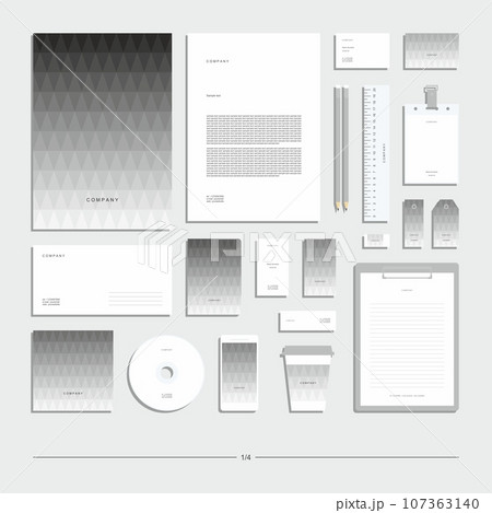 Abstract geometric technological corporate identity. Stationery set. 107363140