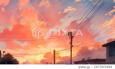 夕方の絵 夕方のイラストのイラスト素材 - PIXTA