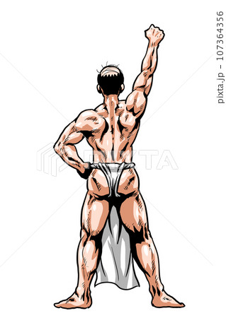 片手を上げる後ろふんどし姿 片手を上げる後ろふんどし姿 107364356