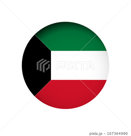 Kuwait flag - behind the cut circle paper hole with inner shadow. 107364990
