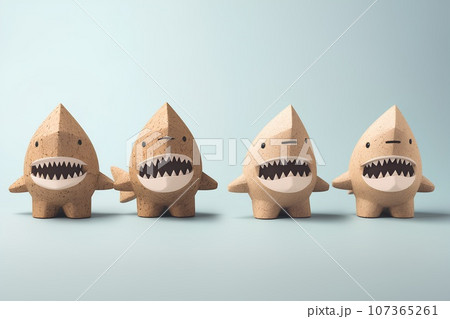 可愛いカボチャやコルクのサメくん（3Dピクト） 107365261