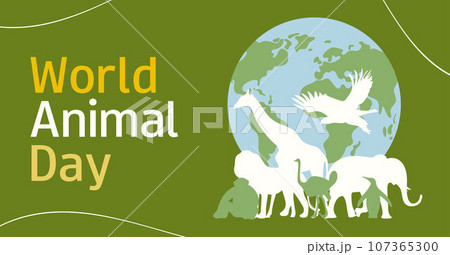 World Animal Day. Horizontal banner. Vector illustration for card, poster or advertising. 107365300