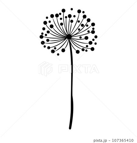 Decorative dandelion sketch. Hand drawn ink flower Decorative dandelion sketch. Hand drawn ink flower 107365410