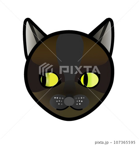 黒猫の顔のイラスト GIFアニメ用 黒猫の顔のイラスト GIFアニメ用 107365595