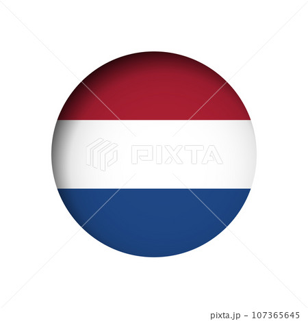 Netherlands flag - behind the cut circle paper hole with inner shadow. 107365645