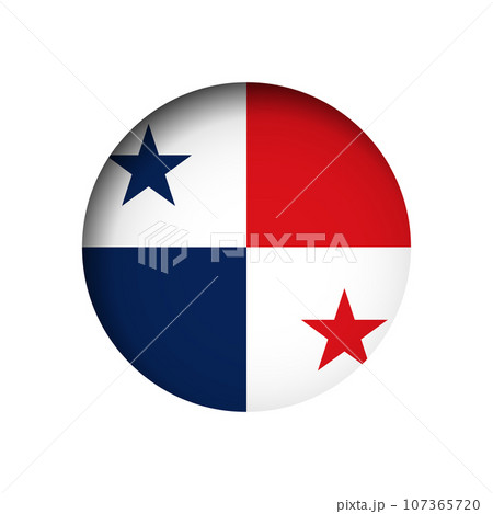 Panama flag - behind the cut circle paper hole with inner shadow. 107365720