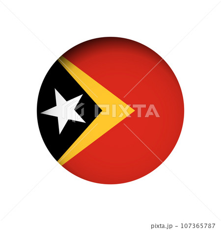 East Timor flag - behind the cut circle paper hole with inner shadow. 107365787