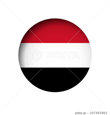 Yemen flag - behind the cut circle paper hole with inner shadow. 107365863