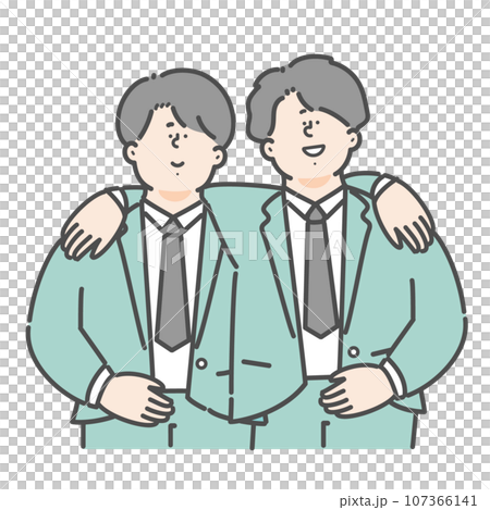 Illustration of a male business person crossing his shoulders 107366141
