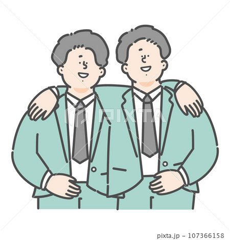 肩を組む男性のビジネスパーソンのイラスト 肩を組む男性のビジネスパーソンのイラスト 107366158
