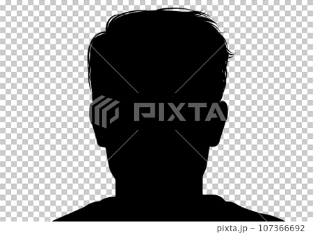 男性の顔の正面アップのシルエット 男性の顔の正面アップのシルエット 107366692