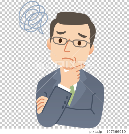 Worried office worker, middle-aged man, businessman 107366910