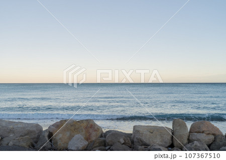 Antibes beach with sunset light Antibes beach with sunset light 107367510