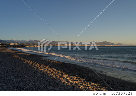 Antibes beach with sunset light Antibes beach with sunset light 107367523