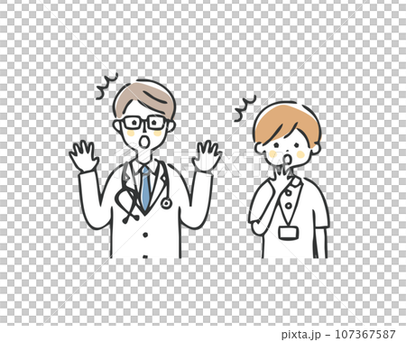 一位驚訝的醫務人員的插圖 一位驚訝的醫務人員的插圖 107367587