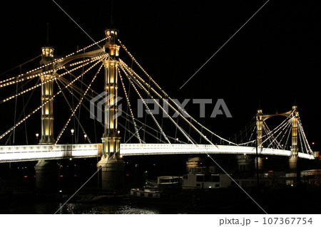 Albert Bridge by night in London 107367754